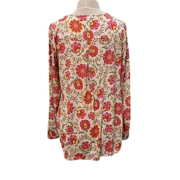 SIGRID OLSEN Signature Women's S Floral Yneck Viscose Blouse Flowy Career Office - Picture 4 of 6